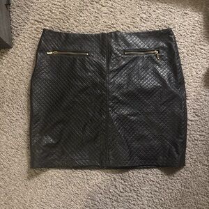 Dalia Collection Black Quilted Mini Skirt with Gold Zippers